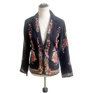 NWT Anthropologie Maeve Ellen Blazer Embroidered Beaded Black Jacket Size 0